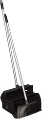 Remco - 14" Wide x 7-1/8" Deep x 47-1/2" High Upright Dustpan with Broom - Plastic Body, 37" Aluminum Handle, Black - Apex Tool & Supply