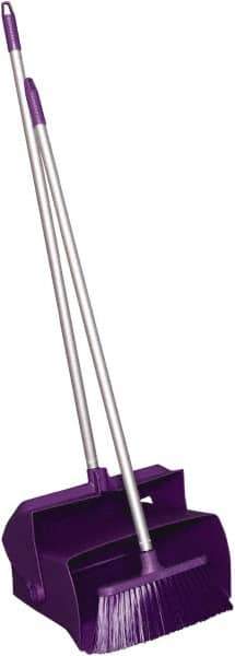 Remco - 14" Wide x 7-1/8" Deep x 47-1/2" High Upright Dustpan with Broom - Plastic Body, 37" Aluminum Handle, Purple - Apex Tool & Supply