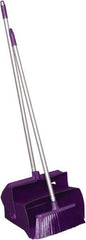 Remco - 14" Wide x 7-1/8" Deep x 47-1/2" High Upright Dustpan with Broom - Plastic Body, 37" Aluminum Handle, Purple - Apex Tool & Supply