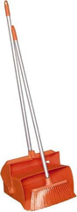 Remco - 14" Wide x 7-1/8" Deep x 47-1/2" High Upright Dustpan with Broom - Plastic Body, 37" Aluminum Handle, Orange - Apex Tool & Supply