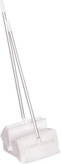 Remco - 14" Wide x 7-1/8" Deep x 47-1/2" High Upright Dustpan with Broom - Plastic Body, 37" Aluminum Handle, White - Apex Tool & Supply