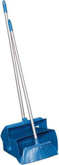 Remco - 14" Wide x 7-1/8" Deep x 47-1/2" High Upright Dustpan with Broom - Plastic Body, 37" Aluminum Handle, Blue - Apex Tool & Supply