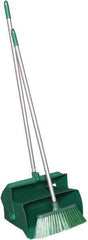 Remco - 14" Wide x 7-1/8" Deep x 47-1/2" High Upright Dustpan with Broom - Plastic Body, 37" Aluminum Handle, Green - Apex Tool & Supply