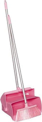 Remco - 14" Wide x 7-1/8" Deep x 47-1/2" High Upright Dustpan with Broom - Plastic Body, 37" Aluminum Handle, Pink - Apex Tool & Supply