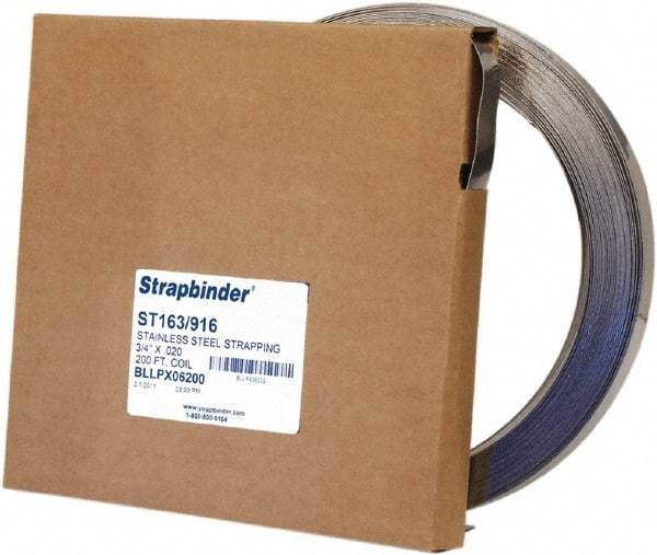 IDEAL TRIDON - Grade 304, Stainless Steel Banding Strap Roll - 3/4" Wide x 0.025" Thick - Apex Tool & Supply