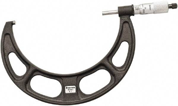 Starrett - 6 to 7" Range, 0.001" Graduation, Mechanical Outside Micrometer - Ratchet Thimble, 4" Throat Depth, Accurate to 0.0001" - Apex Tool & Supply