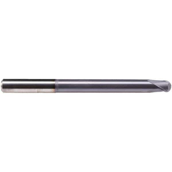 Emuge - 6mm Diam, 6mm LOC, 2 Flute Solid Carbide Ball End Mill - TiAlN Finish, Single End, 80mm OAL, 6mm Shank Diam, Ball Flute - Apex Tool & Supply
