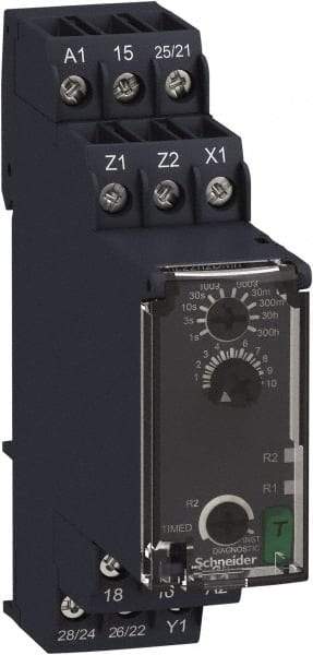Schneider Electric - 6 Pin, 300 hr Delay, Multiple Range DPDT Time Delay Relay - 8 Contact Amp, 250 Volt, On Board Trimpot - Apex Tool & Supply