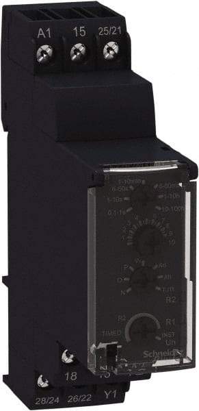Schneider Electric - 4 Pin, 100 hr Delay, Multiple Range DPDT Time Delay Relay - 8 Contact Amp, 250 Volt, On Board Trimpot - Apex Tool & Supply