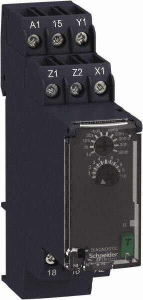 Schneider Electric - 6 Pin, 300 hr Delay, Multiple Range SPDT Time Delay Relay - 8 Contact Amp, 250 Volt, On Board Trimpot - Apex Tool & Supply
