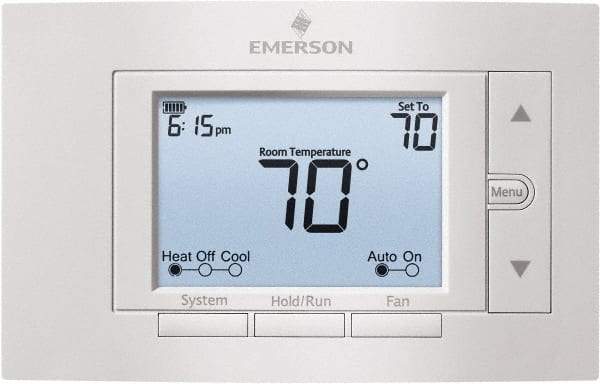 White-Rodgers - 50 to 99°F, 4 Heat, 2 Cool, Digital Programmable Multi-Stage Thermostat - 20 to 30 Volts, 1.77" Inside Depth x 1.77" Inside Height x 5-1/4" Inside Width, Horizontal Mount - Apex Tool & Supply