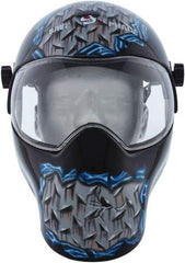 Save Phace - 11" Window Width x 3-3/4" Window Height, Fixed Shade Lens, Fixed Front Welding Helmet - Grey/Black/Blue, Nylon Clear Lens - Apex Tool & Supply