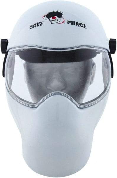 Save Phace - 11" Window Width x 3-3/4" Window Height, 10 Shade Fixed Shade Lens, Fixed Front Welding Helmet - White, Nylon Clear Lens - Apex Tool & Supply
