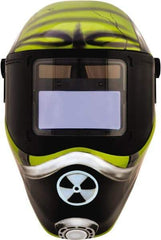 Save Phace - 4.33" Window Width x 3.54" Window Height, 4, 9 to 13 Shade Auto-Darkening Lens, Fixed Front Welding Helmet - Green/Black, Nylon Green Lens - Apex Tool & Supply