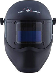 Save Phace - 3.82" Window Width x 1.85" Window Height, 4, 9 to 13 Shade Auto-Darkening Lens, Fixed Front Welding Helmet - Black, Nylon Green Lens - Apex Tool & Supply