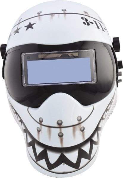 Save Phace - 4-1/4" Window Width x 2" Window Height, 4, 9 to 13 Shade Auto-Darkening Lens, Fixed Front Welding Helmet - Black/White, Nylon Green Lens - Apex Tool & Supply