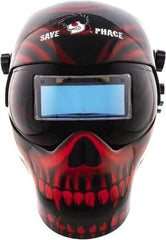 Save Phace - 3.74" Window Width x 1.38" Window Height, 4, 9 to 13 Shade Auto-Darkening Lens, Fixed Front Welding Helmet - Black/Red, Nylon Green Lens - Apex Tool & Supply