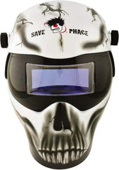 Save Phace - 3.62" Window Width x 1.42" Window Height, 3 to 10 Shade Auto-Darkening Lens, Fixed Front Welding Helmet - Black/White/Gray, Nylon Green Lens - Apex Tool & Supply