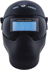 Save Phace - 3.62" Window Width x 1.42" Window Height, 3 to 10 Shade Auto-Darkening Lens, Fixed Front Welding Helmet - Black, Nylon Green Lens - Apex Tool & Supply