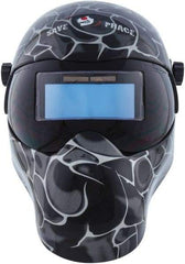 Save Phace - 3.62" Window Width x 1.42" Window Height, 3 to 10 Shade Auto-Darkening Lens, Fixed Front Welding Helmet - Black/Gray, Nylon Green Lens - Apex Tool & Supply