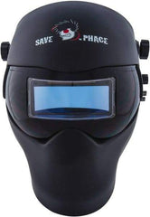 Save Phace - 3.74" Window Width x 1.38" Window Height, 4, 9 to 13 Shade Auto-Darkening Lens, Fixed Front Welding Helmet - Black, Nylon Green Lens - Apex Tool & Supply