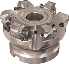 Seco - 6 Inserts, 48.8mm Cutter Diam, 1.8mm Max Depth of Cut, Indexable High-Feed Face Mill - 3/4" Arbor Hole Diam, 8.15mm Keyway Width, 40mm High, R220.21 Toolholder, 218.21-230 Inserts, Series High Feed 6 - Apex Tool & Supply