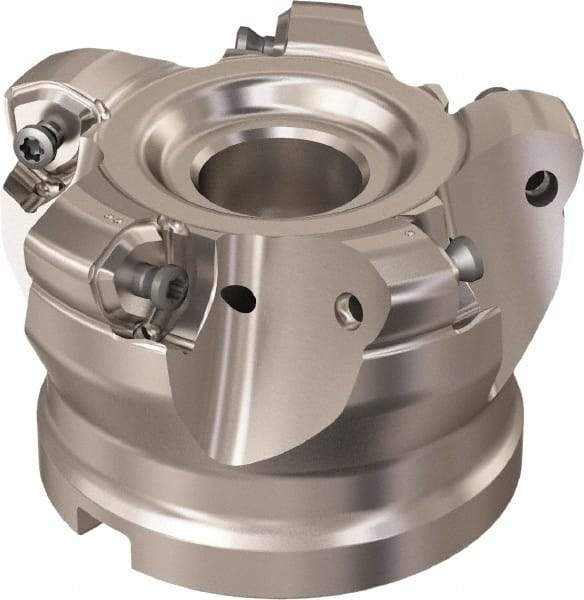 Seco - 5 Inserts, 61.7mm Cutter Diam, 1.8mm Max Depth of Cut, Indexable High-Feed Face Mill - 1" Arbor Hole Diam, 9.7mm Keyway Width, 50mm High, R220.21 Toolholder, 218.21-230 Inserts, Series High Feed 6 - Apex Tool & Supply