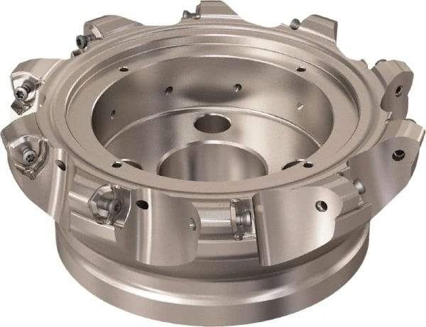 Seco - 10 Inserts, 145.2mm Cutter Diam, 1.8mm Max Depth of Cut, Indexable High-Feed Face Mill - 40mm Arbor Hole Diam, 16.4mm Keyway Width, 63mm High, R220.21 Toolholder, 218.21-230 Inserts, Series High Feed 6 - Apex Tool & Supply