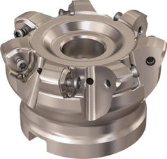 Seco - 7 Inserts, 65.6mm Cutter Diam, 1.8mm Max Depth of Cut, Indexable High-Feed Face Mill - 27mm Arbor Hole Diam, 12.4mm Keyway Width, 50mm High, R220.21 Toolholder, 218.21-230 Inserts, Series High Feed 6 - Apex Tool & Supply