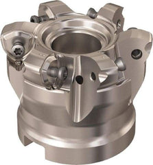 Seco - 6 Inserts, 48.3mm Cutter Diam, 1.8mm Max Depth of Cut, Indexable High-Feed Face Mill - 27mm Arbor Hole Diam, 12.4mm Keyway Width, 50mm High, R220.21 Toolholder, 218.21-230 Inserts, Series High Feed 6 - Apex Tool & Supply