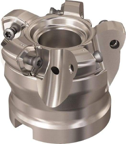 Seco - 5 Inserts, 48.3mm Cutter Diam, 1.8mm Max Depth of Cut, Indexable High-Feed Face Mill - 27mm Arbor Hole Diam, 12.4mm Keyway Width, 50mm High, R220.21 Toolholder, 218.21-230 Inserts, Series High Feed 6 - Apex Tool & Supply