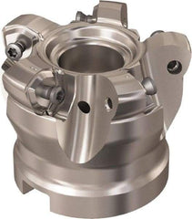 Seco - 5 Inserts, 48.3mm Cutter Diam, 1.8mm Max Depth of Cut, Indexable High-Feed Face Mill - 27mm Arbor Hole Diam, 12.4mm Keyway Width, 50mm High, R220.21 Toolholder, 218.21-230 Inserts, Series High Feed 6 - Apex Tool & Supply