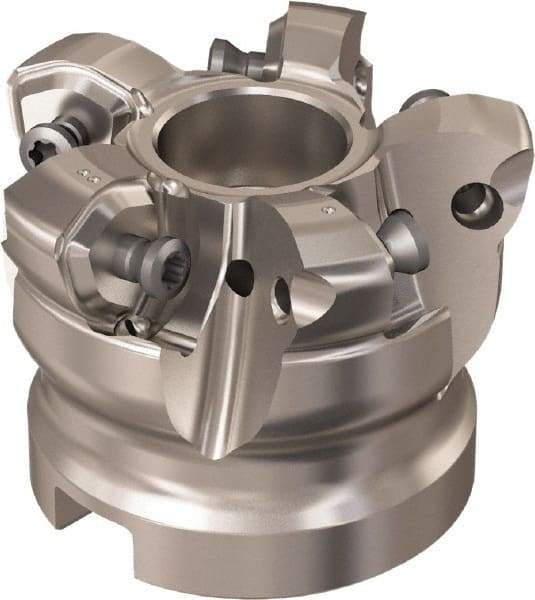 Seco - 5 Inserts, 37.6mm Cutter Diam, 1.8mm Max Depth of Cut, Indexable High-Feed Face Mill - 22mm Arbor Hole Diam, 10.4mm Keyway Width, 40mm High, R220.21 Toolholder, 218.21-230 Inserts, Series High Feed 6 - Apex Tool & Supply