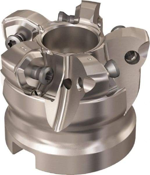 Seco - 5 Inserts, 35.6mm Cutter Diam, 1.8mm Max Depth of Cut, Indexable High-Feed Face Mill - 22mm Arbor Hole Diam, 10.4mm Keyway Width, 40mm High, R220.21 Toolholder, 218.21-230 Inserts, Series High Feed 6 - Apex Tool & Supply