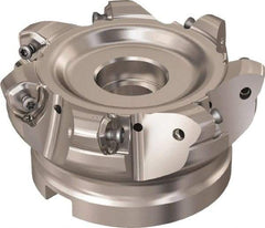 Seco - 7 Inserts, 85.6mm Cutter Diam, 1.8mm Max Depth of Cut, Indexable High-Feed Face Mill - 32mm Arbor Hole Diam, 14.4mm Keyway Width, 50mm High, R220.21 Toolholder, 218.21-230 Inserts, Series High Feed 6 - Apex Tool & Supply