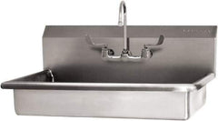 SANI-LAV - 27" Long x 16-1/2" Wide Inside, 1 Compartment, Grade 304 Stainless Steel (2) Person ADA Wash-Station with Manual Faucet - 16 Gauge, 30" Long x 20" Wide x 21-1/2" High Outside, 5-1/2" Deep - Apex Tool & Supply