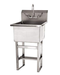 SANI-LAV - 24" Long x 24" Wide Inside, 1 Compartment, Grade 304 Stainless Steel Utility Sink AC Sensor - 14 Gauge, 27" Long x 27-1/2" Wide x 48" High Outside, 12" Deep - Apex Tool & Supply