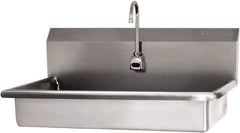 SANI-LAV - 27" Long x 16-1/2" Wide Inside, 1 Compartment, Grade 304 Stainless Steel (2) Person ADA Wash-Station with Electronic Faucet - 16 Gauge, 30" Long x 20" Wide x 21-1/2" High Outside, 5-1/2" Deep - Apex Tool & Supply