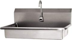 SANI-LAV - 27" Long x 16-1/2" Wide Inside, 1 Compartment, Grade 304 Stainless Steel ADA Hand Sink with Electronic Faucet - 16 Gauge, 30" Long x 20" Wide x 21-1/2" High Outside, 5-1/2" Deep - Apex Tool & Supply