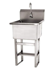 SANI-LAV - 24" Long x 24" Wide Inside, 1 Compartment, Grade 304 Stainless Steel ADA Hand Sink with Electronic Faucet - 14 Gauge, 27" Long x 27-1/2" Wide x 48" High Outside, 12" Deep - Apex Tool & Supply