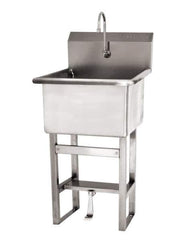 SANI-LAV - 24" Long x 24" Wide Inside, 1 Compartment, Grade 304 Stainless Steel Utility Sink Double Foot Pedal Valve - 14 Gauge, 27" Long x 27-1/2" Wide x 48" High Outside, 12" Deep - Apex Tool & Supply