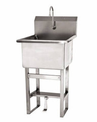 SANI-LAV - 24" Long x 24" Wide Inside, 1 Compartment, Grade 304 Stainless Steel Utility Sink Double Foot Pedal Valve - 14 Gauge, 27" Long x 27-1/2" Wide x 48" High Outside, 12" Deep - Apex Tool & Supply
