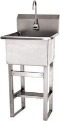 SANI-LAV - 18" Long x 18" Wide Inside, 1 Compartment, Grade 304 Stainless Steel Utility Sink - 14 Gauge, 21" Long x 20-1/2" Wide x 48" High Outside, 12" Deep - Apex Tool & Supply