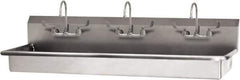 SANI-LAV - 65" Long x 16-1/2" Wide Inside, 1 Compartment, Grade 304 Stainless Steel (2) Person Wash-Station with Electronic Faucet - 16 Gauge, 68" Long x 20" Wide x 21-1/2" High Outside, 5-1/2" Deep - Apex Tool & Supply