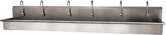 SANI-LAV - 117" Long x 16-1/2" Wide Inside, 1 Compartment, Grade 304 Stainless Steel (6) Person Wash-Station with Electronic Faucet - 16 Gauge, 120" Long x 20" Wide x 18" High Outside, 8" Deep - Apex Tool & Supply
