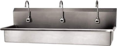 SANI-LAV - 57" Long x 16-1/2" Wide Inside, 1 Compartment, Grade 304 Stainless Steel (3) Person Wash-Station with Electronic Faucet - 16 Gauge, 60" Long x 20" Wide x 18" High Outside, 8" Deep - Apex Tool & Supply