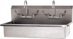 SANI-LAV - 37" Long x 16-1/2" Wide Inside, 1 Compartment, Grade 304 Stainless Steel (2) Person Wash-Station with Manual Faucet - 16 Gauge, 40" Long x 20" Wide x 18" High Outside, 8" Deep - Apex Tool & Supply