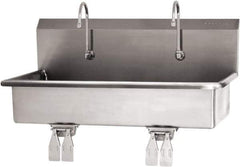 SANI-LAV - 37" Long x 16-1/2" Wide Inside, 1 Compartment, Grade 304 Stainless Steel (2) Person Wash-Station with Double Foot Valves - 16 Gauge, 40" Long x 20" Wide x 18" High Outside, 8" Deep - Apex Tool & Supply