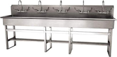 SANI-LAV - 97" Long x 16-1/2" Wide Inside, 1 Compartment, Grade 304 Stainless Steel (5) Person Wash-Station with Manual Faucet - 16 Gauge, 100" Long x 20" Wide x 45" High Outside, 8" Deep - Apex Tool & Supply