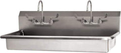 SANI-LAV - 45" Long x 16-1/2" Wide Inside, 1 Compartment, Grade 304 Stainless Steel (3) Person ADA Wash-Station with Electronic Faucet - 16 Gauge, 48" Long x 20" Wide x 21-1/2" High Outside, 5-1/2" Deep - Apex Tool & Supply